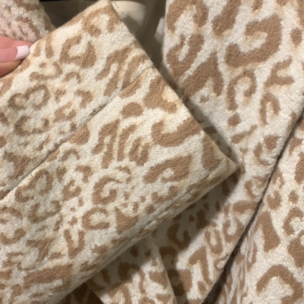 NWT Nine West Cream Tan Long Leopard Coat Size Medium Retail $118 - Picture 7 of 11